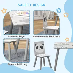 ZONEKIZ Kids Table and Chair Set, Toddler Table with 2 Chairs, Toddler Furniture Set, for Ages 3-8 Years - Grey - 5