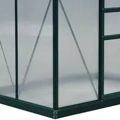 Outsunny 6 x 4ft Polycarbonate Greenhouse, Large Walk-In Green House with Slide Door and Window, Garden Plants Grow House with Aluminium Frame and Foundation, Dark Green - 9