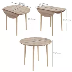 HOMCOM Folding Dining Table for 4, Round Drop Leaf Table, Modern Space Saving Small Kitchen Table with Wood Legs for Dining Room, Natural - 3