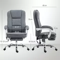HOMCOM Six-Point Office Massage Chair, with Heat - Grey - 3