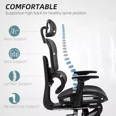HOMCOM Multi-Adjustable Mesh Office Chair - Black - 4