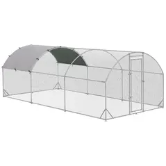 PawHut Galvanised Chicken Coop Hen House w/ Cover 5.7 x 2.8 x 2m - 1