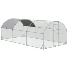 PawHut Galvanised Chicken Coop Hen House w/ Cover 5.7 x 2.8 x 2m - 1