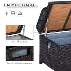 Outsunny 130 L Rattan Garden Storage Box, with Seat - Mixed Brown - 4