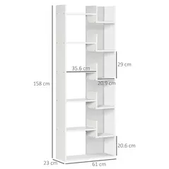 HOMCOM Modern Book Shelf with 11 Open Shelves, 6-Tier Bookcase, Freestanding Shelving Unit for Home Office and Study, White - 3