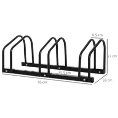 HOMCOM Bike Stand Parking Rack Floor or Wall Mount Bicycle Cycle Storage Locking Stand (3 Racks, Black) - 3