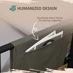 Outsunny 5 Seater Garden Corner Sofa Set, 4 Pieces Metal Garden Furniture Set with Loveseats, Glass Top Coffee Table, Breathable Mesh Pocket, Outdoor Conversation Furniture with Cushions, Light Grey - 5