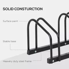 HOMCOM Bike Stand Parking Rack Floor or Wall Mount Bicycle Cycle Storage Locking Stand (3 Racks, Black) - 8