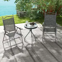 Outsunny Set of Two Folding Garden Chairs, with Fabric Mesh Seats - Grey - 7