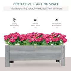 Outsunny 58L Garden Raised Bed Planter Grow Containers for Outdoor Patio Plant Flower Vegetable Pot Fir Wood, 100 x 36.5 x 36 cm, Grey - 4