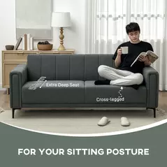 HOMCOM Three-Seater Relaxed Modern Sofa - Grey - 5