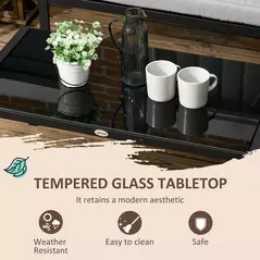 Outsunny 5 Seater Garden Corner Sofa Set, 4 Pieces Metal Garden Furniture Set with Loveseats, Glass Top Coffee Table, Breathable Mesh Pocket, Outdoor Conversation Furniture with Cushions, Light Grey - 6