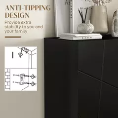 HOMCOM Narrow Shoe Storage Cabinet with Soft-Close Hinges and Adjustable Shelves for 15-20 Pairs of Shoes, Black - 8