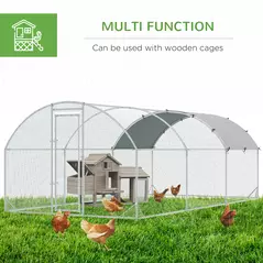 PawHut Galvanised Chicken Coop Hen House w/ Cover 5.7 x 2.8 x 2m - 5