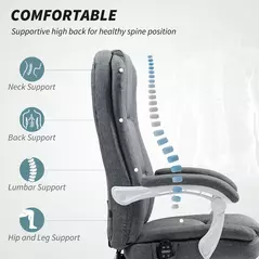 HOMCOM Six-Point Office Massage Chair, with Heat - Grey - 5