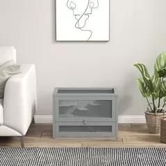 PawHut Wooden Hamster Cage Mouse Mice Rodent Small Animals Hutch Exercise Play House 60 x 35 x 42cm, Grey - 9