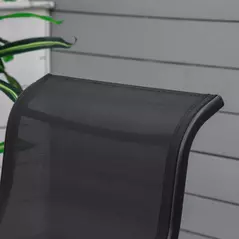 Outsunny 3 Pieces Garden Gliding Chair Set, Metal Frame 2 Single Armchair Swing Seater and 1 Glass Top Coffee Table w/ Breath Mesh Fabric Seat, Black - 8