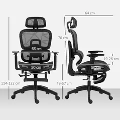 HOMCOM Multi-Adjustable Mesh Office Chair - Black - 3