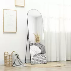 HOMCOM 150cm Arched Full Length Mirror - Black - 2