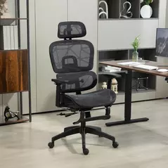 HOMCOM Multi-Adjustable Mesh Office Chair - Black - 2
