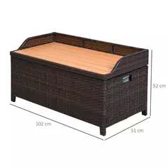 Outsunny 130 L Rattan Garden Storage Box, with Seat - Mixed Brown - 3