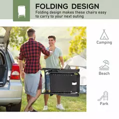Outsunny 6 Pcs Patio Folding Chair Set, Outdoor Portable Loungers for Camping Pool Beach Deck, Lawn w/ Armrest Steel Frame Black - 5