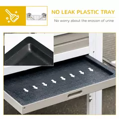 PawHut 2 in 1 Rabbit Hutch Outdoor Guinea Pig Hutch Bunny Run Double Main House with Run, No-Leak Tray 259 x 64 x 92cm, Grey - 5