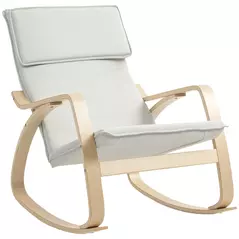 HOMCOM Comfortable Relax Rocking Chair, Upholstered Lounge Chair Recliner with High Back and Headrest for Living Room, Bedroom, Cream White - 1