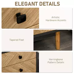 HOMCOM Chest of Drawers, 5 Drawer Storage Cabinet Sideboards with Metal Handles Freestanding Dresser for Bedroom, Living Room - 6