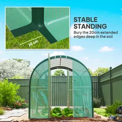 Outsunny 3 x 2 m Polytunnel Greenhouse, with Windows and Doors - Green - 8