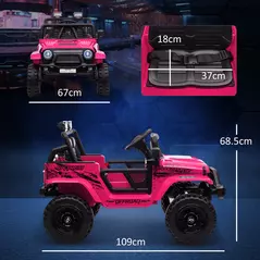 AIYAPLAY 12V Battery Powered Kids Ride-On Car, Electric Truck w/ Spring Suspension, Remote, Music, Horn, Lights, Pink - 3