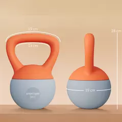 SPORTNOW 8KG Soft Kettlebell, Kettlebell with Non-Slip Handle for Home Gym, Weight Lifting, Strength Training, Orange/Grey - 3