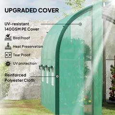 Outsunny 3 x 2 m Polytunnel Greenhouse, with Windows and Doors - Green - 4