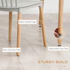 HOMCOM 5 Piece Dining Table Set with Beech Wood Legs, Space Saving Table and 4 Chairs for Small Kitchens, Grey - 6