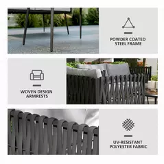 Outsunny 4-Piece Garden Furniture Set with Cushions - Light Grey - 7