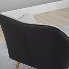 HOMCOM Velvet Armchairs, Upholstered Accent Chairs with Golden Steel Legs, Modern Vanity Chairs for Living Room and Bedroom, Set of 2, Light Grey - 8