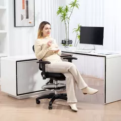 HOMCOM Drafting Chair with Adjustable Armrests, Ergonomic Mesh Office Chair with Lumbar Support, Adjustable Height and Footrest for Standing Desk, Black - 2