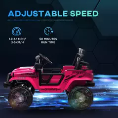 AIYAPLAY 12V Battery Powered Kids Ride-On Car, Electric Truck w/ Spring Suspension, Remote, Music, Horn, Lights, Pink - 6