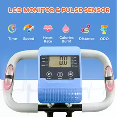 HOMCOM 2-in-1 Folding Exercise Bike with 8-Level Magnetic Resistance, Arm Resistance Band, Pulse Sensor, Blue - 4