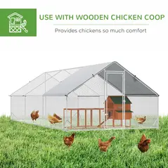 PawHut Large Hen Coop, Galvanised Walk In Chicken Run with Cover, 6 x 3 x 2m, Silver - 5