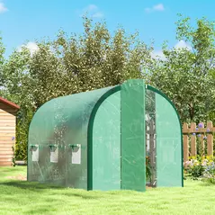 Outsunny 3 x 2 m Polytunnel Greenhouse, with Windows and Doors - Green - 9