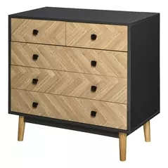 HOMCOM Chest of Drawers, 5 Drawer Storage Cabinet Sideboards with Metal Handles Freestanding Dresser for Bedroom, Living Room - 1