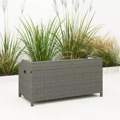 Outsunny 130 L Rattan Garden Storage Box, with Seat - Grey - 8