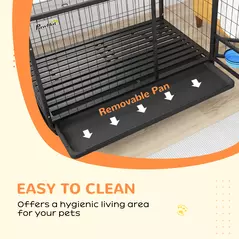 PawHut Heavy Duty Dog Crate on Wheels w/ Bowl Holder, Removable Tray, Openable Top, Detachable Door, for L, XL Dogs - 8