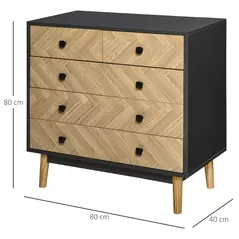 HOMCOM Chest of Drawers, 5 Drawer Storage Cabinet Sideboards with Metal Handles Freestanding Dresser for Bedroom, Living Room - 3