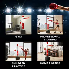 HOMCOM 4-in-1 Boxing Punching Bag, Freestanding with 2 Speed Bals, 360° Reflex Bar, 160-230cm Adjustable Height, Red - 7