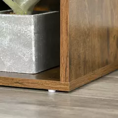 HOMCOM Bookcase Storage Shelf with Cushioned Reading Seat, Cube Bookshelf Organizer for Bedroom Living Room, Rustic Brown - 9