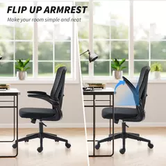 Vinsetto Mesh Back Office Chair, with Flip-Up Arms - Black - 5