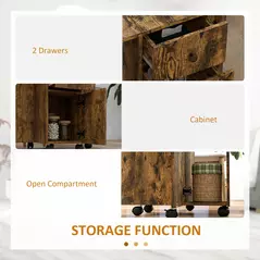 HOMCOM Multi-Storage Six-Person Drop Leaf Dining Table -  Rustic Brown - 6