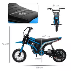 HOMCOM 24V Electric Motorbike 18km/h with Twist Grip Throttle, Enhanced Power and Extended Range - Blue - 3